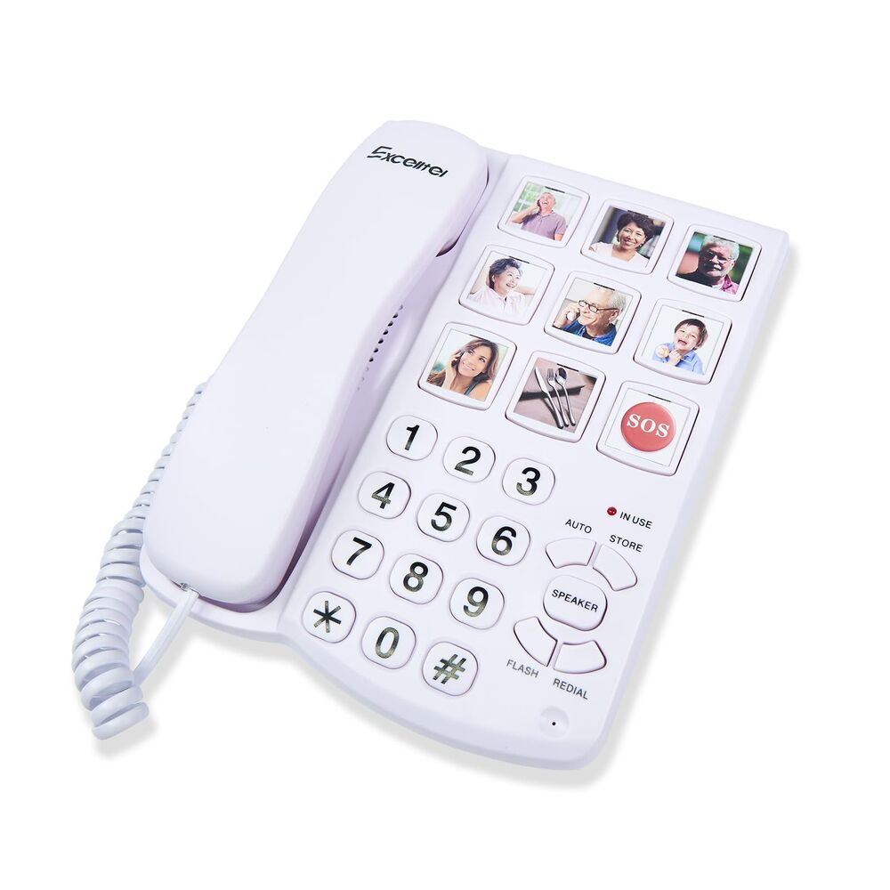 Big Button Phone for Seniors, Corded Landline Telephone with Handsfree Function